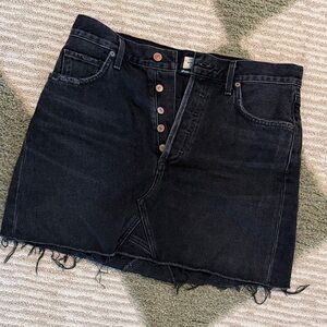 Citizens Of Humanity Black Distressed Denim Mini Skirt